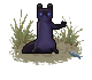 Pixel art of a blue-purple slugcat with darker point markings.